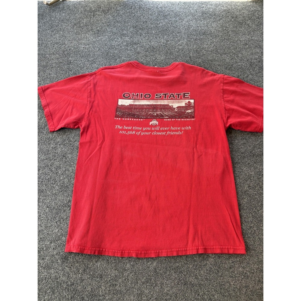Ohio State Buckeyes Shirt Mens Large Red NCAA Football Horseshoe Tee Columbus